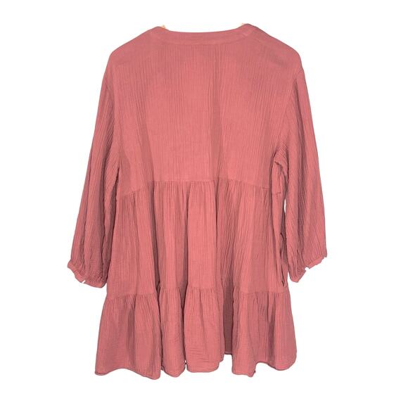 MADEWELL Women’s Lightspun Colette Tiered Mini Dress Dark Rose size 14 - Picture 6 of 6